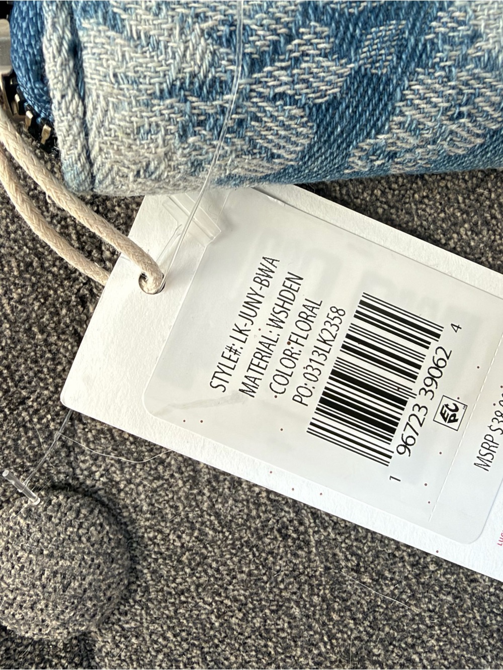 Lucky Brand Light Blue Tie-Dye Denim wallet with Brown Leather Patch - Picture 2 of 4